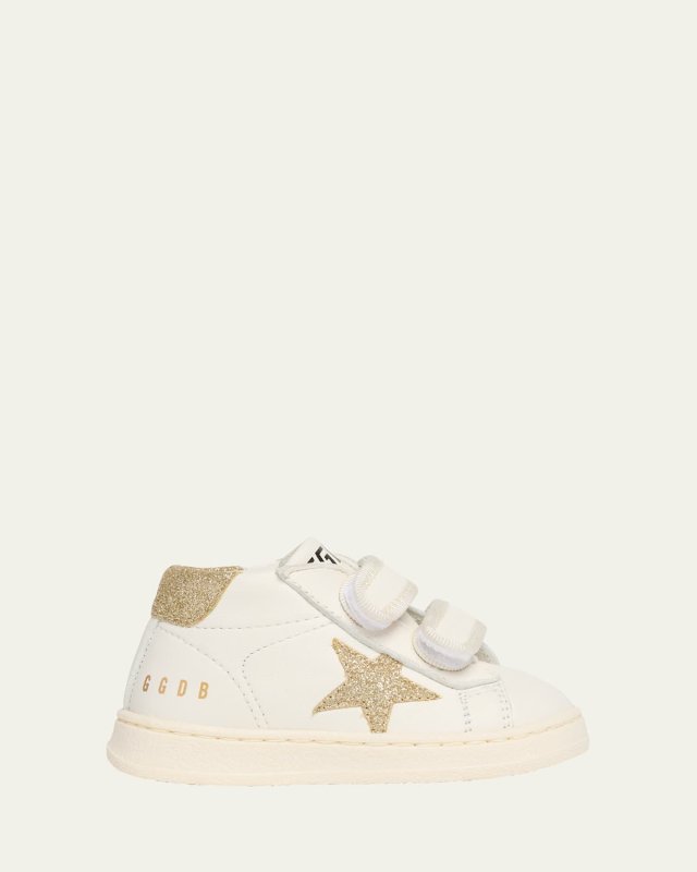 Girl's June Nappa Leather Glitter Star Sneakers, Baby/Toddler